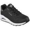 Sneaker SKECHERS "UNO GOLDEN AIR", Damen, Gr. 35, schwarz-weiß (schwarz, weiß), Lederimitat, kontrastfarbene Details, sportlich, Schuhe Sneaker, Freizeitschuh, Halbschuh, Schnürschuh mit Metallic-Einsatz
