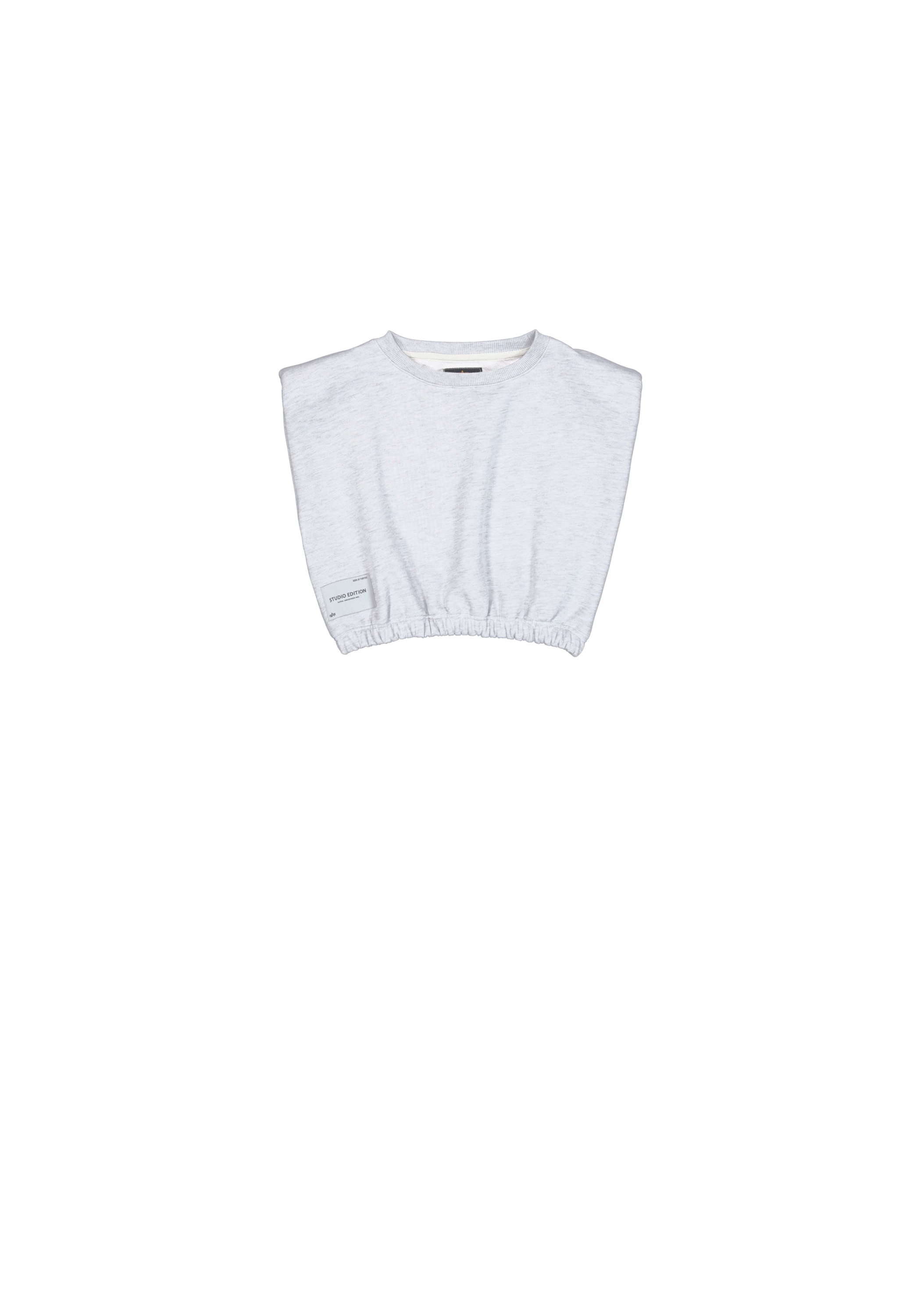 Sweater ALPHA INDUSTRIES "Studio Edition Sweatshirt Cropped W", Damen, Gr. S, grau (pastel grau melange), Obermaterial: 80% Baumwolle, 20% Polyester, regular fit, Sweatshirts Sweater