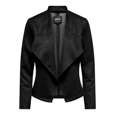 Kurzjacke ONLY "ONLJOLINE FAUX SUEDE DRAPY JACKET OTW", Damen, Gr. XS, schwarz, Web, Obermaterial: 92% Polyester, 8% Elasthan, unifarben, modisch, regular fit, V-Ausschnitt, Langarm, Jacken, in Wildleder Optik Image