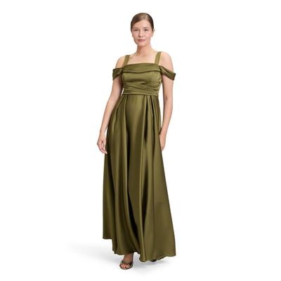 Abendkleid VERA MONT "Vera Mont Abendkleid schulterfrei", Damen, Gr. 44, Normalgrößen, shiny olive, Obermaterial: 100% Polyester. Futter: 100% Polyester., elegant, ausgestellt lang, Wasserfallausschnitt, Kleider Image