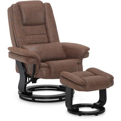 M Mcombo Relaxsessel mit Liegefunktion, Lesesessel, 360° Drehbarer Fernsehsessel, mit Hocker, mit Image