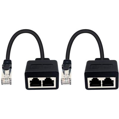 RJ45-Adapter mit 1 Stecker auf 2 Buchsen für LAN-Ethernet-Kabelverlängerung (gleichzeitige Image