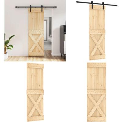 Vidaxl - Schiebetür mit Beschlag 70x210 cm Massivholz Kiefer - Kiefernholz - Schiebetür - Holzdoor Image