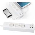 Multipresa europea a 3 prese, 2200 w, 4 porte usb, cavo da 1,8 m, multipresa universale con