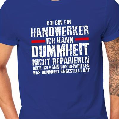TEMU Men's Humorous German Quote T-shirt - Casual Crew Neck, Short Sleeve, Lightweight Summer Top With Geometric Pattern, Regular Fit Image