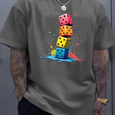 "TEMU Men's Casual "i Love You" Graphic T-shirt - Short Sleeve, Fit, Stretchy Neckline, Outdoor Activities, Summer Style, Everyday Tshirt | Design | Shirt" Image