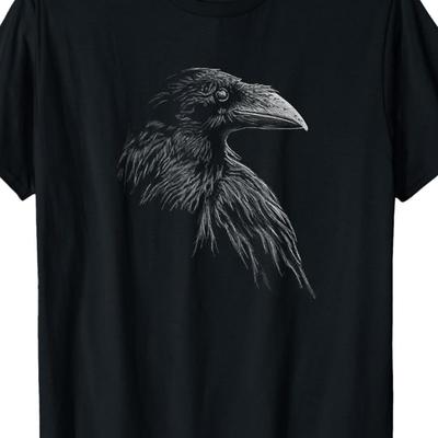 TEMU 100% Made In Usa, 180g Illustration Goth Crow Artwork T-shirt Image