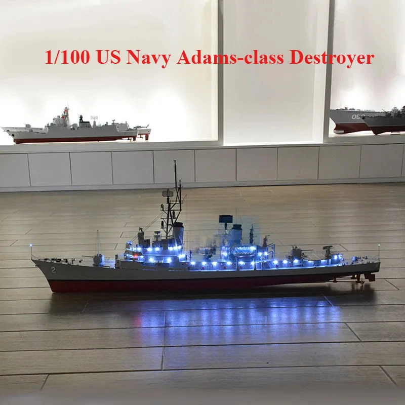1/100 U.S. Navy Adams-Klasse Geführtes Raketenzerstörermodell Fertiges ferngesteuertes Schiff RC Navy Kriegsschiff Schlachtschiff Spielzeugmodell Geschenk Image