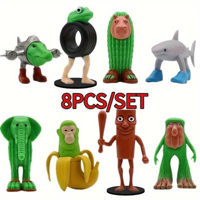 TEMU 8pcs 1 Set Italian Brainrot Plastic Toy Figures Tung Tung Tung Tralalero Tralala Decorative Sculptures, Doll Ornament, Desktop Ornaments, For Image