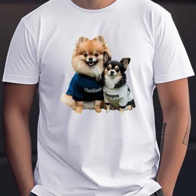 TEMU Pomeranian And Chihuahua Tee Shirt, Tees For Men, Casual Short Sleeve T-shirt For Summer Image