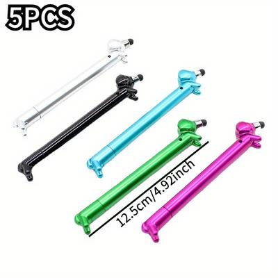 TEMU [5pcs Cute Puppy Retractable Ballpoint Pens] 5-pack Cute Puppy Retractable Ballpoint Pens - Medium Point, Rectangular Plastic, Assorted Colors, & School Supplies Image