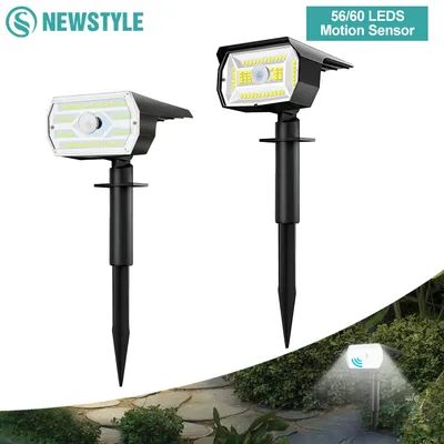 Solar Spot Lights Outdoor Motion Sensor 56/60LEDS Solar Landscape Spotlights 3 Modes Waterproof Wall Lamp Yard Driveway Walkway