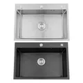 Lavello in acciaio inossidabile 304 facile da montare per case, cucine, ristoranti, lavanderia nero/argento