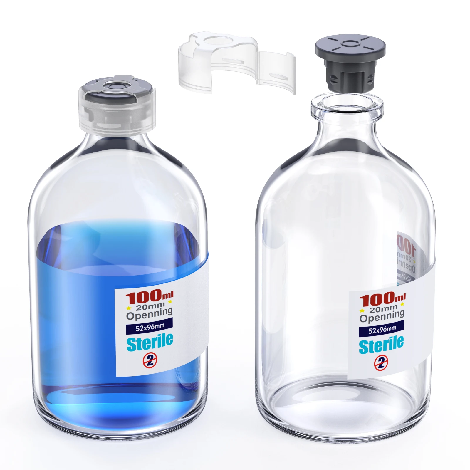 Klare sterile Glasfläschchen mit Verschlusskappe und 13/20 mm selbstheilendem Injektionsport, Schnallen-Glasfläschchen, sterile Verpackung Image