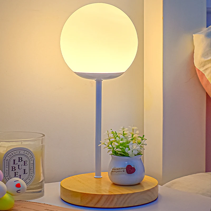 Nordic Dimmen Schreibtisch Lampe Kreative Solide Nacht Nachtlicht Fernbedienung Glas Atmosphäre Schlafzimmer Studie Deco Led Tisch Lampen Image