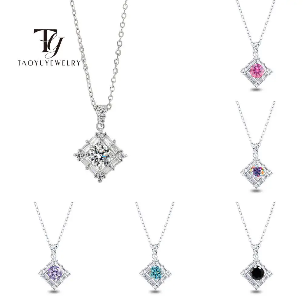 Moissan ite Halskette 1ct d Farbe Runds chliff Anhänger 18 Karat Weißgold plattiert verstellbar 925 Sterling Silber edlen Schmuck Geschenk Image