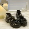 Lackleder Damen Mary Jane Schuhe Schleife Damen Pumps Schuhe Süßer Kreuzgebundener Lolita-Stil Leder Punk Gothic Nieten Freizeitschuh