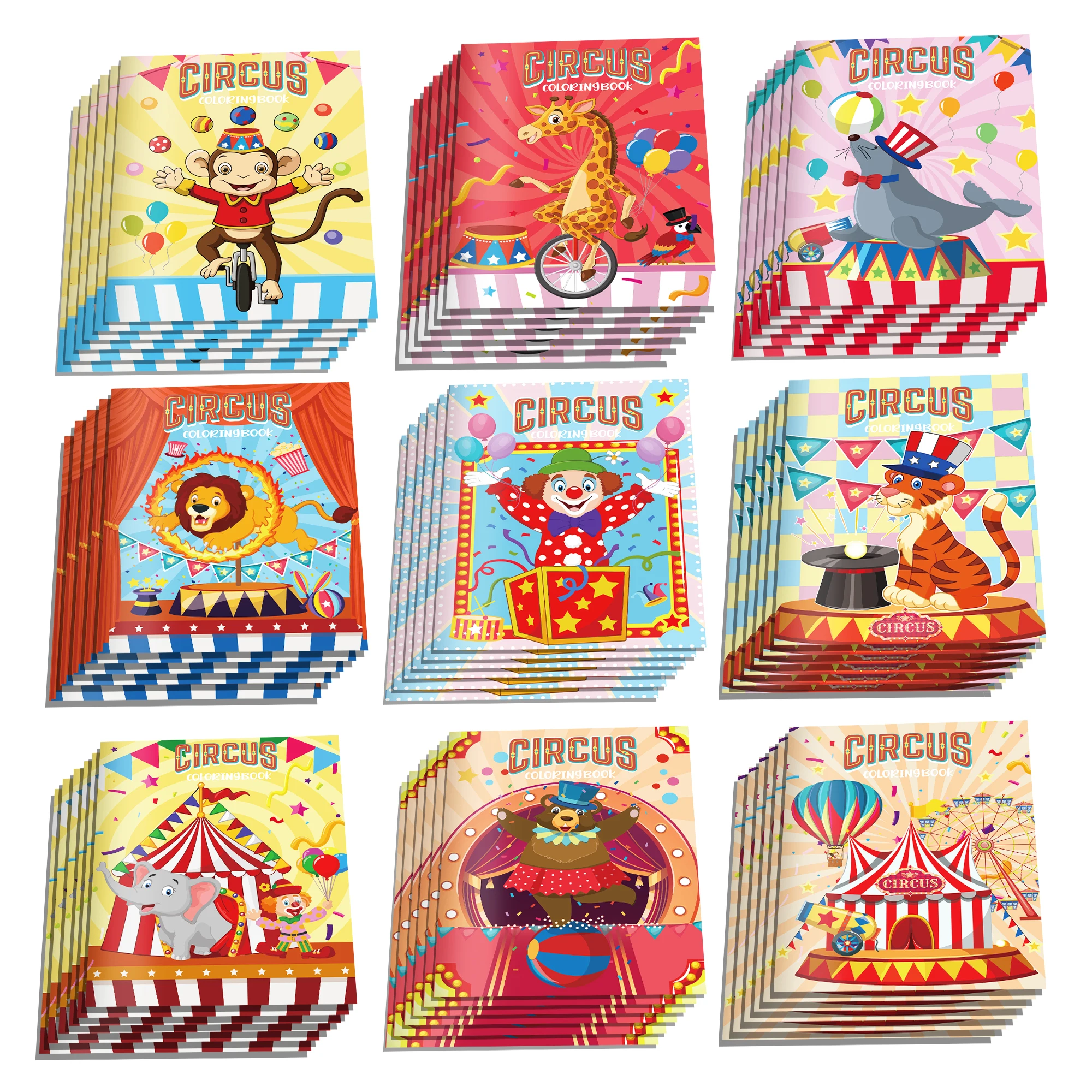 9/18 stücke Zirkus Zeigen Malbücher Graffiti Joker Tier Zeigen DIY Zeichnung Malerei Bücher Für Kinder Geschenke Geburtstag Party liefert Image