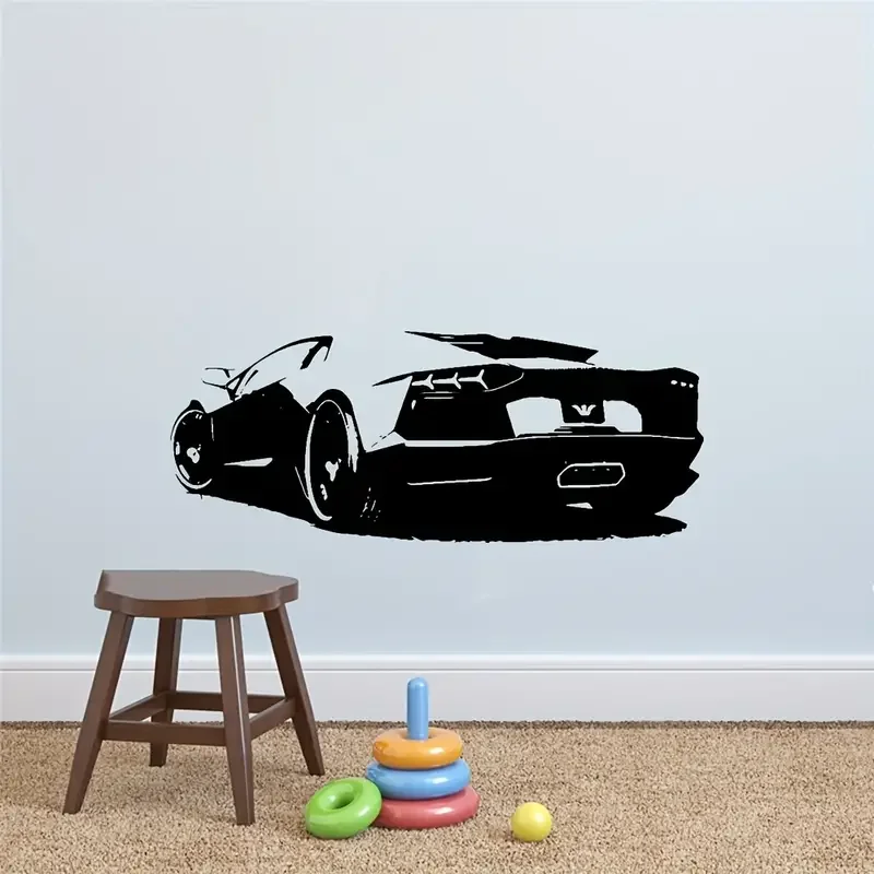 1pc Sportwagen Vinyl Wanda uf kleber, Kunst moderne Mode Stil Aufkleber für Kinderzimmer Kinderzimmer Wand, Jungen Schlafzimmer Wohnkultur Image