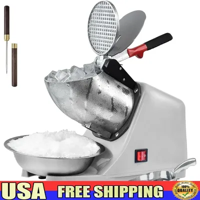 Professional Electric Snow Cone Machine 300W Shaved Ice Maker with 3 Blades Ice Scoop Waterproof Switch Anti Splash