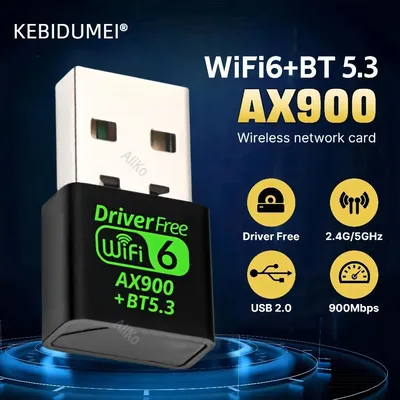 WiFi 6 Bluetooth 5.3 AX900 Network Card WiFi USB Wireless Adapter 2in1 Dual Band 2.4G 5GHz Wi-Fi Lan Dongle Receiver Driver Free