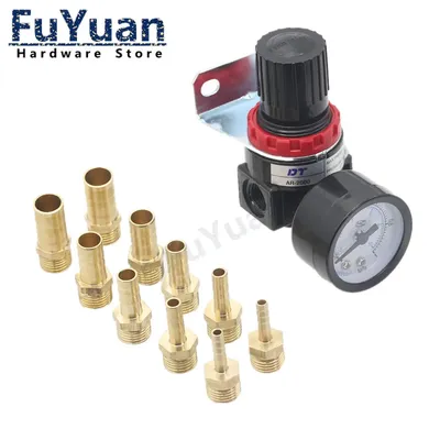 AR2000 1/4" Thread BSP Pneumatic Air Compressor Pressure Regulator Reduction Valve 4MM 6MM 8MM 10MM 12MM Connector Fittings