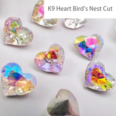 New Heart Bird's Nest Cut K9 Fancy Glass Stones Pointback Gem Crystal Rhinestones Beads For DIY Nail Art Rhinestone Accessories