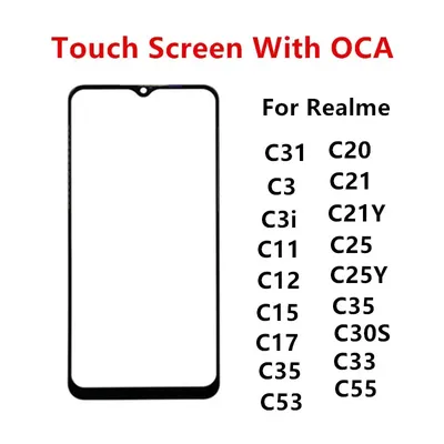 Touch Screen For Realme C55 C53 C33 C11 C12 C30S C20 C21 C25 C35 Front Panel Repair LCD Display Out Glass Repair Part + OCA