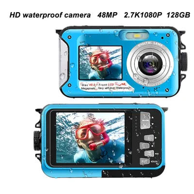 Dual Screens Waterproof Digital Camera Full HD 48MP Image Waterproof Digital Camera USB 2.0 10ft Waterproof for Shooting