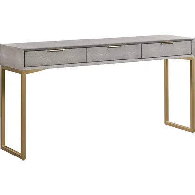 TOV Furniture Pesce Shagreen Modern 3 Drawer Living Room Console Table, 59" Grey