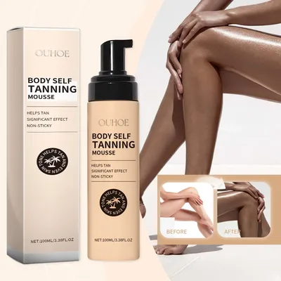 Ouhoe Sunless Tanning Mousse Natural Bronzer Summer Beach Outdoors Moisturizing Flawless Face Body Tanning Mousse