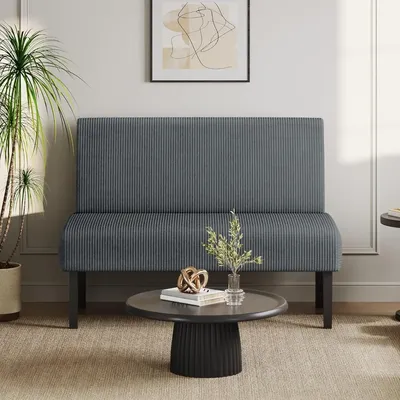 Small Comfy Sofa Mini Loveseat Sofa Couch 2-Seater Armless Sofa Chair, Corduroy Fabric & Easy Assembly, for Small Spaces