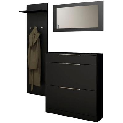 Garderoben-Set BORCHARDT MÖBEL "Olivia", schwarz (schwarz matt), Spanplatte, Kastenmöbel-Sets Image