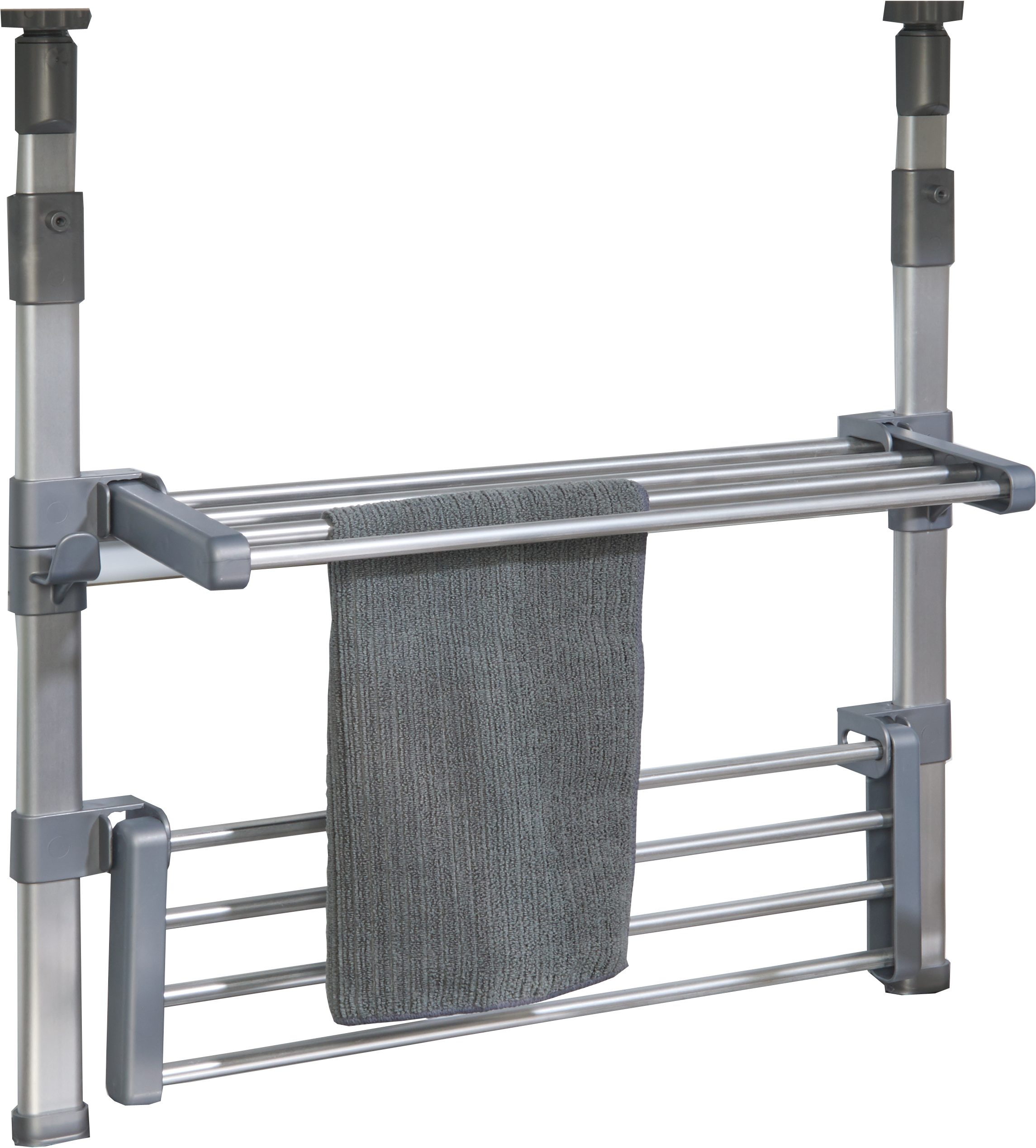 Teleskopregal RUCO, grau (alu, grau), B:51cm H:48cm T:13cm, Aluminium, Regale, zwischen Oberschrank und Arbeitsplatte klemmen, höhenverstellbar