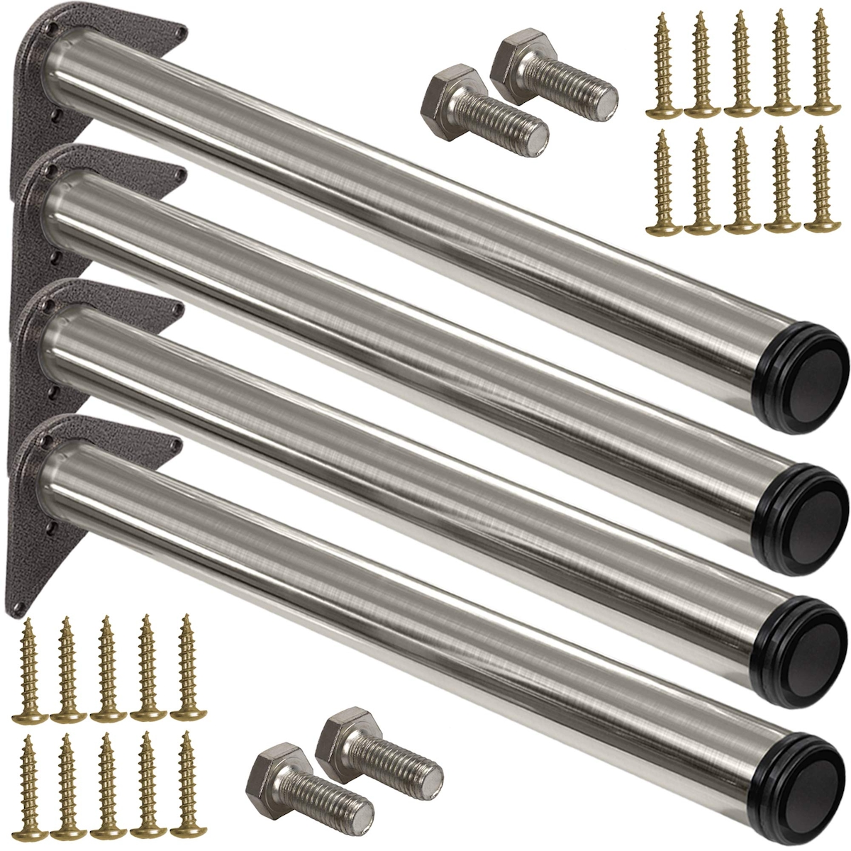 ID Dinkel 4 x Edelstahl Fi Tischfuß Ø60 mm Tischbeine Möbelfuß |Höhe 560 mm|höhenverstellbar + 30 mm Image