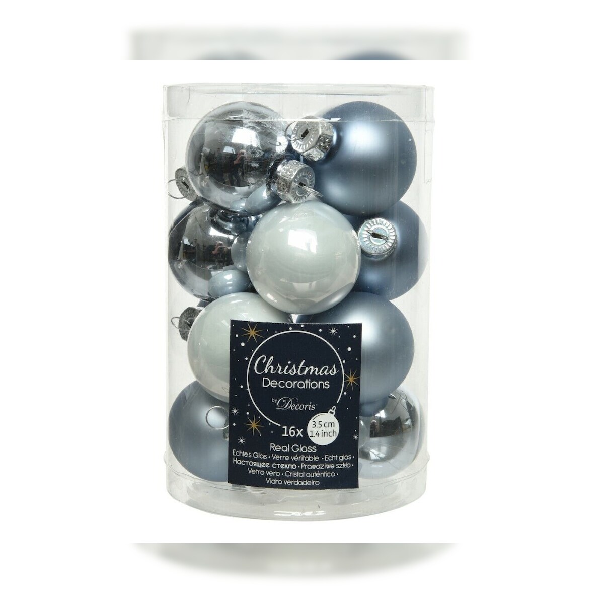 Kaemingk Weihnachtsbaumkugeln Glas Ø 3,5 cm 16 Stück blau mix hell Image