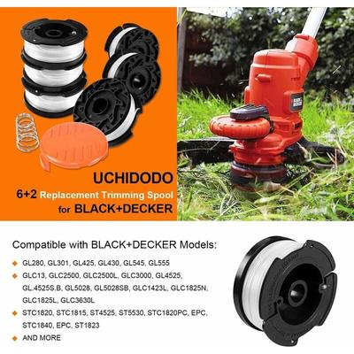 6er-Pack Trimmerfadenspulen mit 1 Spulenabdeckung und 1 Feder, Fadenspule für Trimmer von Black & Image