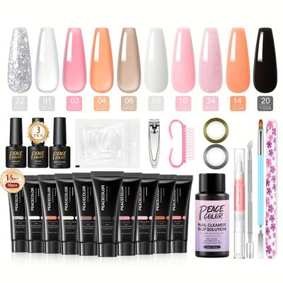 TEMU Peacecolor 16ml Poly Extension Gel Kit Nail Lamp Slip Solution Base Matte Nail Extension Nail Art Construction Beginner Diy At Home Nail Tech Must Haves Image