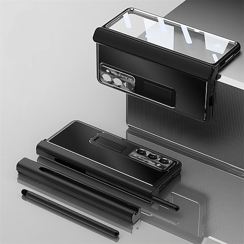 Handy Hülle Handyhüllen Für Samsung Galaxy Z Fold 7 Z Fold 6 Z Fold 5 Z Fold 4 Z Fold 3 Rückseite Mit Ständer mit Displayschutz Stifthalter Aluminiumlegierung Image