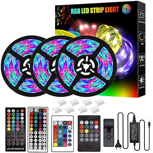 LED-Streifenlichter 20M 65.6ft Bluetooth Wasserdicht DIY Farbwechsel 2835 RGB mit Fernbedienung und verstecktem Controller Einfache Installation für TV-Hintergrundbeleuchtung Raum und Schlafzimmer Image