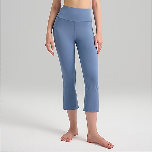 Damen Fitnesshose Pilates-Hosen Yogahose Mit Taschen Leicht Hohe Taille Pilates Fitnessstudio Zumba Unterteile Einfarbig Schwarz Marinenblau Blau Herbst Sport Sportkleidung Mikroelastisch Image