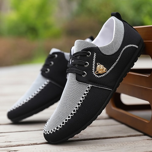 Herren Freizeitschuhe Spaziergang Nylon Bequem Rutschfest Atmungsaktiv Schnürung Dunkelgrau Gelb Sommer Frühling Image