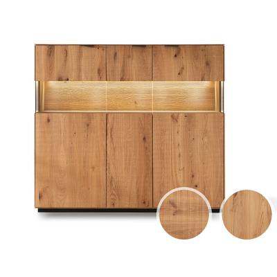 Massivholz »Lugano« Highboard III glatte Front / Rückwand Spiegel Image