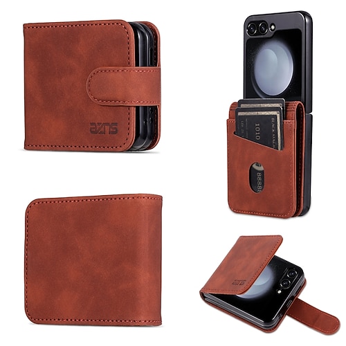 Handy Hülle Handyhüllen Für Samsung Galaxy Z Flip 7 Z Flip 6 Z Flip 5 Z Flip 4 Z Flip 3 Flip-Cover Vollschutz Kartenfach Stoßfest Retro PC PU-Leder Image