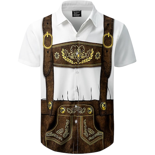 Hawaiihemden Aloha-Hemd Bayerisch München Deutsch alpin Grafik für Herren Erwachsene 3D-Druck für Karneval Oktoberfestbier Strand Urlaub Party Image