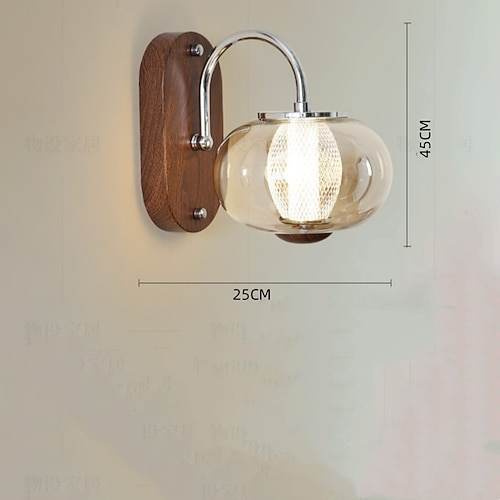 Wandlampen aus Glas und Holz für Schlafzimmer, Wohnzimmer, Küche, Büros, Galerie, Büros und Cafés, Wandleuchten, 110–240 V Image