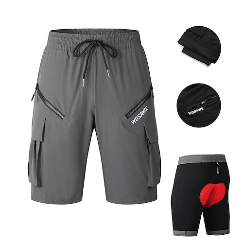 WOSAWE Herren Damen Einfarbig Radsport-Radhose: Fahrradträgerhose Fahrradhose Fahhrad Shorts Gepolsterte Shorts / Chamois Bequeme Passform Mountainbike MTB Straßenradsport Sport Frontreißverschluss Image