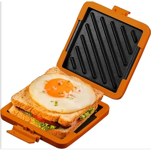 Toastie-Sandwichmaker für die Mikrowelle, antihaftbeschichtete Sandwich-Grillpfanne für die Mikrowelle für ein schnelles Frühstück, benutzerfreundlicher Brottoaster mit Farbbox, tragbares Küchengerät Image