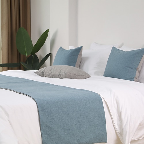 Bettläufer, Bettschal, zweifarbig, dekorativer Bettschal für Zuhause, Hotel, Tagesdecken, Schals, Schutz, moderner, einfarbiger Bettläufer für das Fußende des Bettes, Heim, Schlafzimmer, Bettwäsche, Image