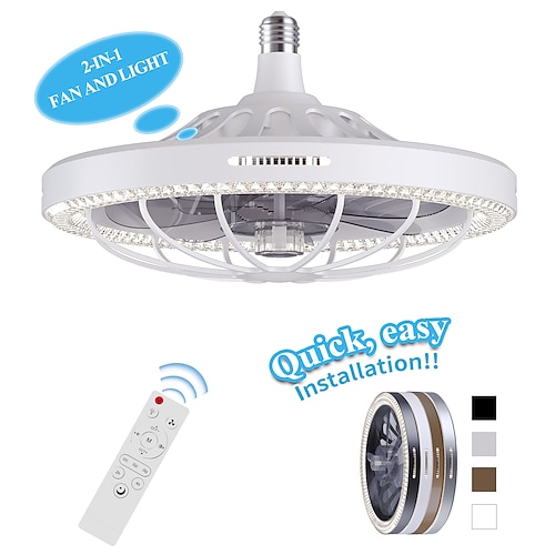 neuer Steckdosenventilator mit Licht und Fernbedienung, Steckdosen-Deckenventilator, leicht zu reinigen, bündig montierte Deckenventilatoren mit Beleuchtung für Schlafzimmer, Kinderzimmer, Wohnzimmer Image